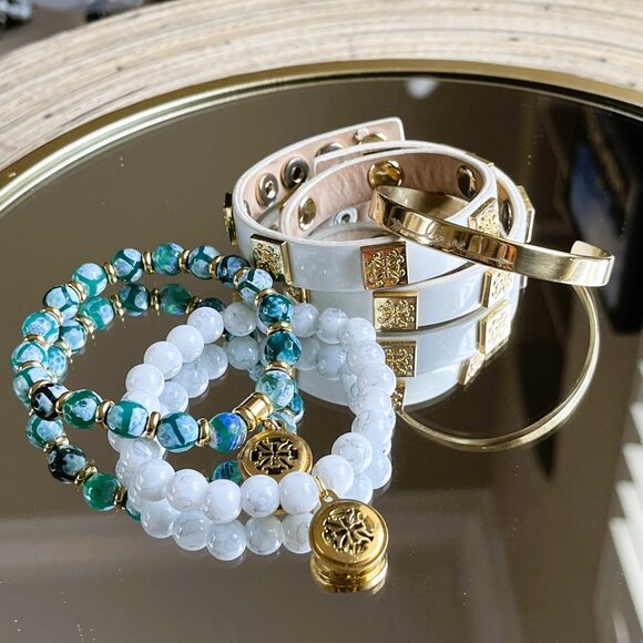 Rustic Cuff Set FOUR stackable Bracelets Set - Picture 2 of 4